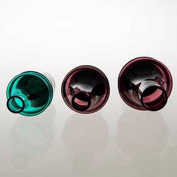 TAMARA ALADDIN, Three glass vases, model 1464, Riihimäen Lasi 1967. Design year 1965.