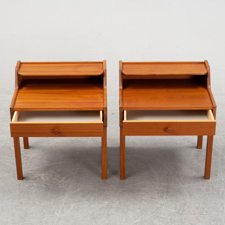 A pair of teak bed side tables, 1960's.