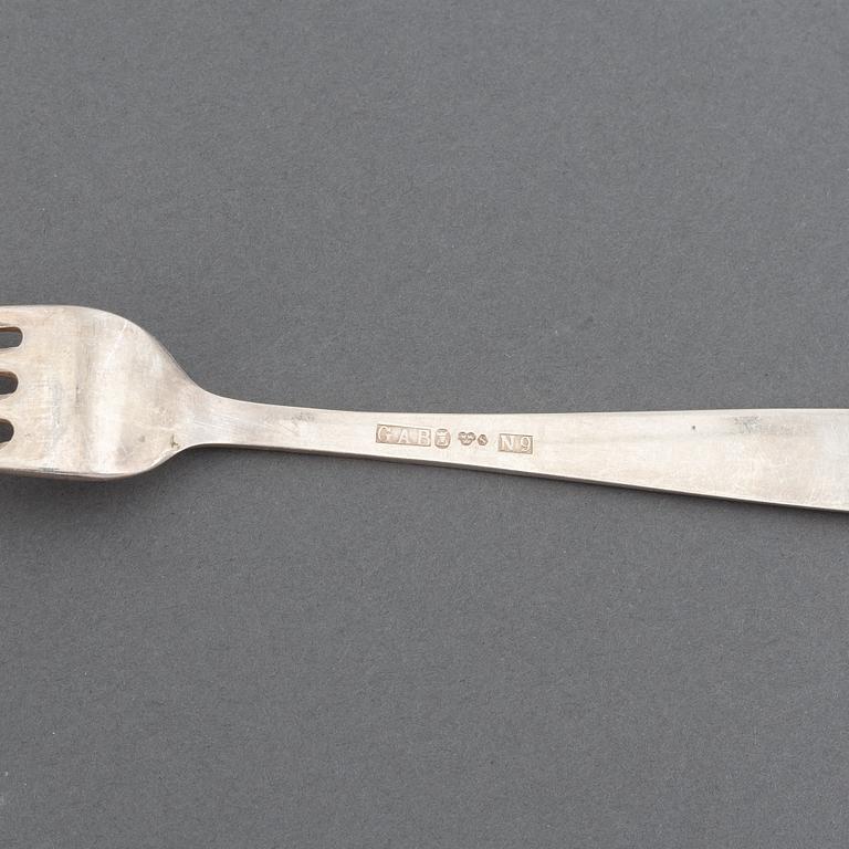 A 'Rosenholm' silver cutlery service, Jacob Ängman, GAB. (84 pieces).