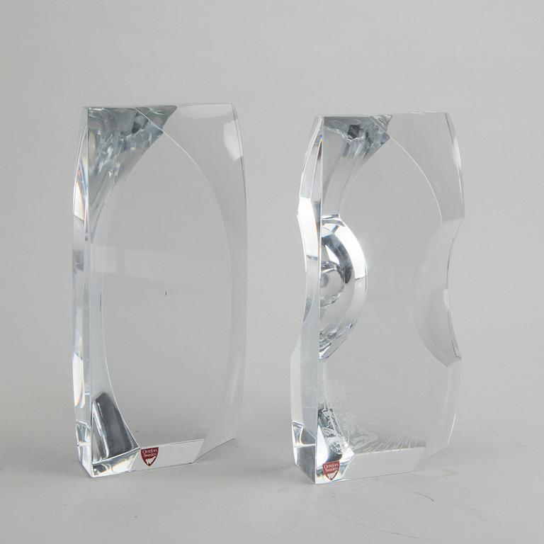 SVEN PALMQVIST, a pair of signed glass sculptures Orrefors late 20th century.