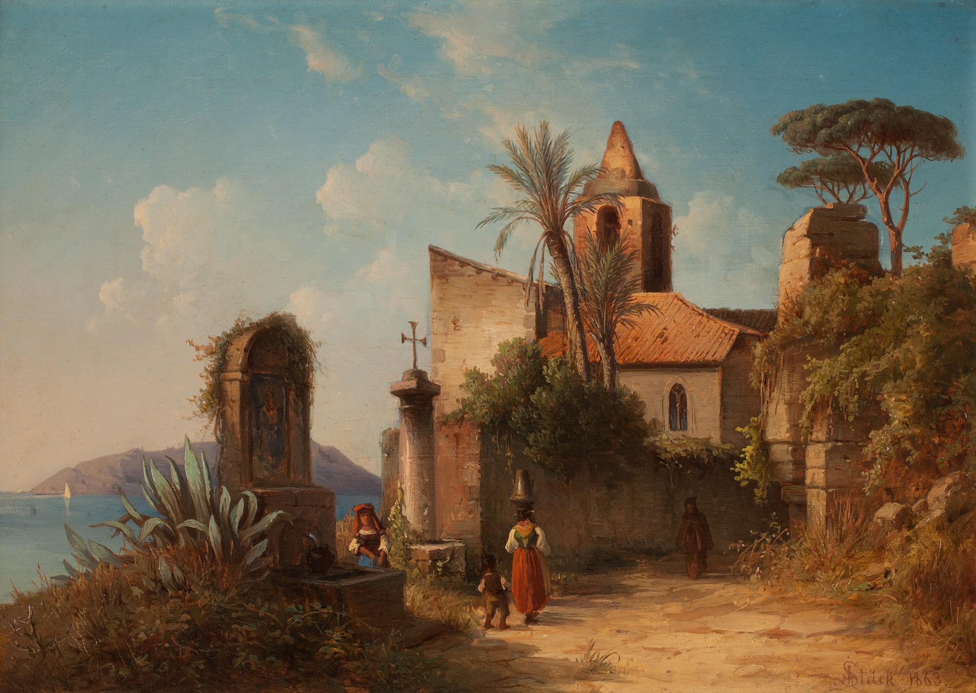 Joseph Magnus Stäck, "Kloster vid Terracina" (= Monastery at Terracina).