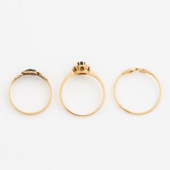 Ring, six pieces, 18K gold with, among other things, pearls and rose-cut diamond.