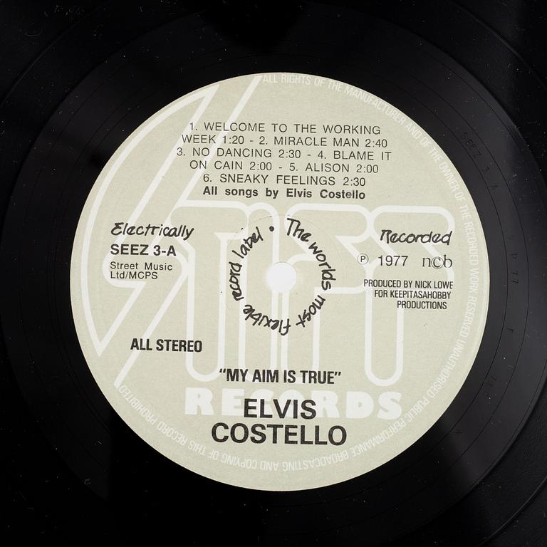 Elvis Costello, "My Aim Is True", signed LP, 1977.