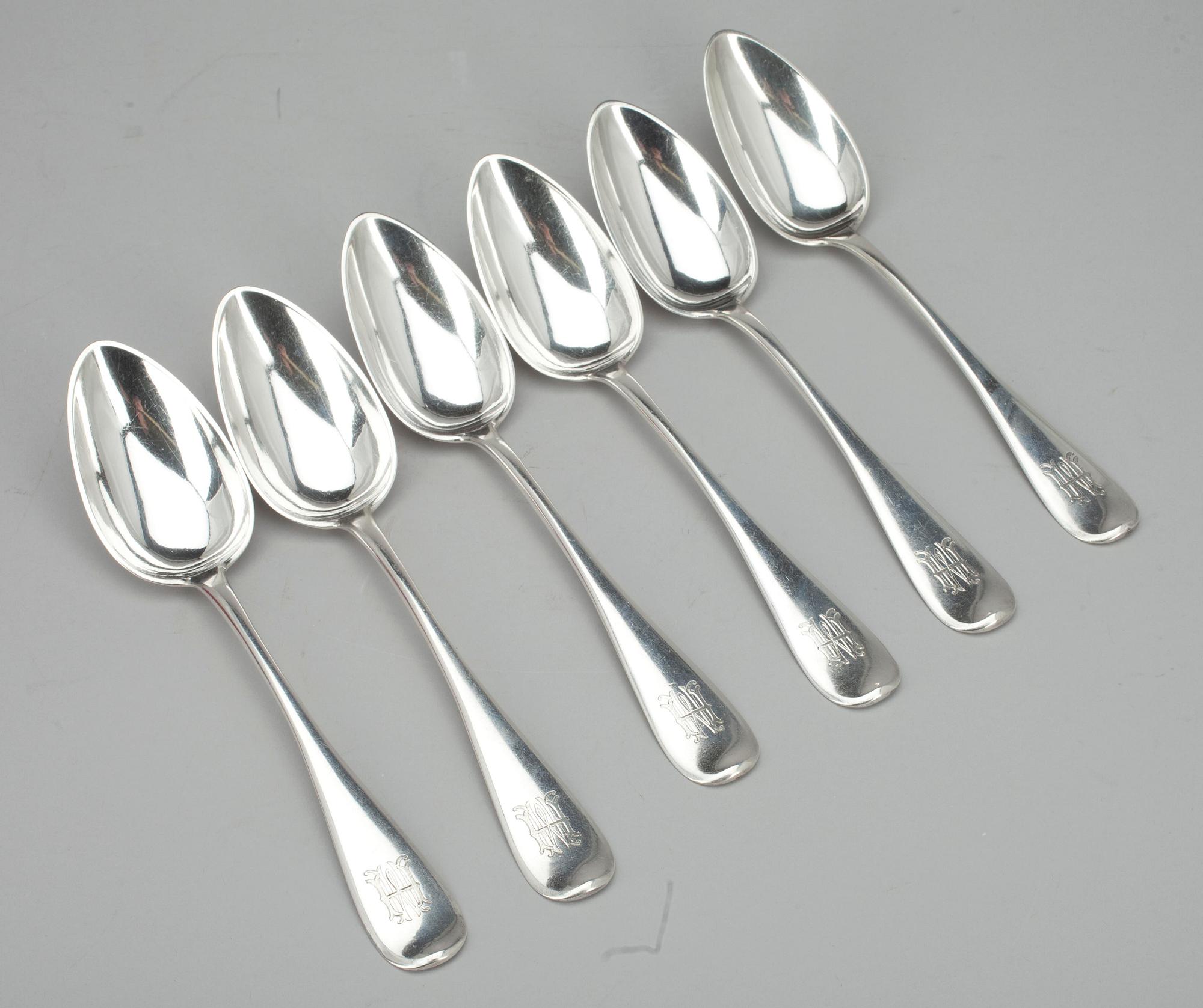 SKEDAR, 6 st, silver, mästarstämplar MK, S:t Petersburg 1884, Ryssland. Vikt tot. 480 g.