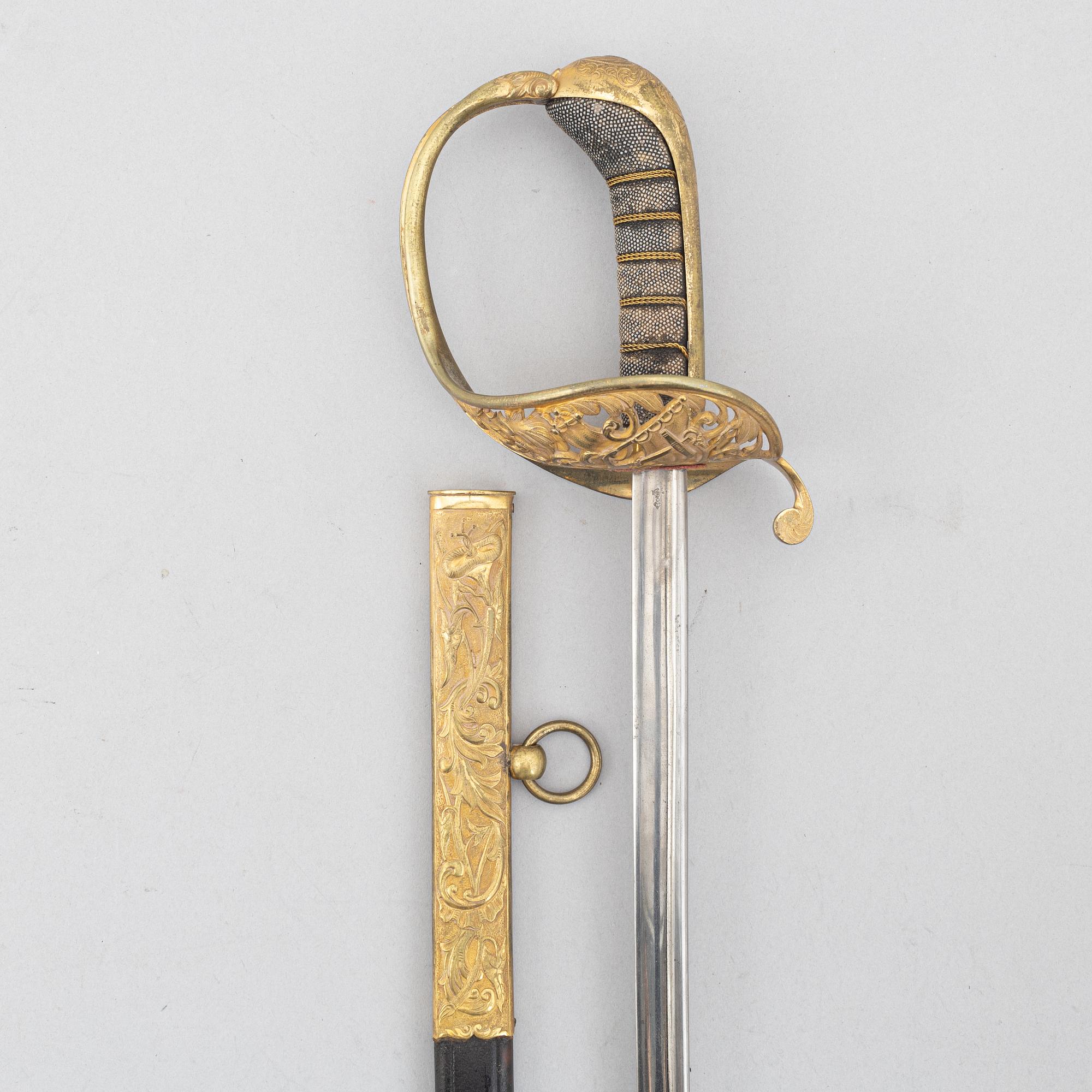 Saber, early 19th century, for an officer in the archipelago fleet (?), with scabbard.