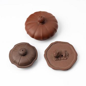 A group of three yixing teapots, China, 1980s.