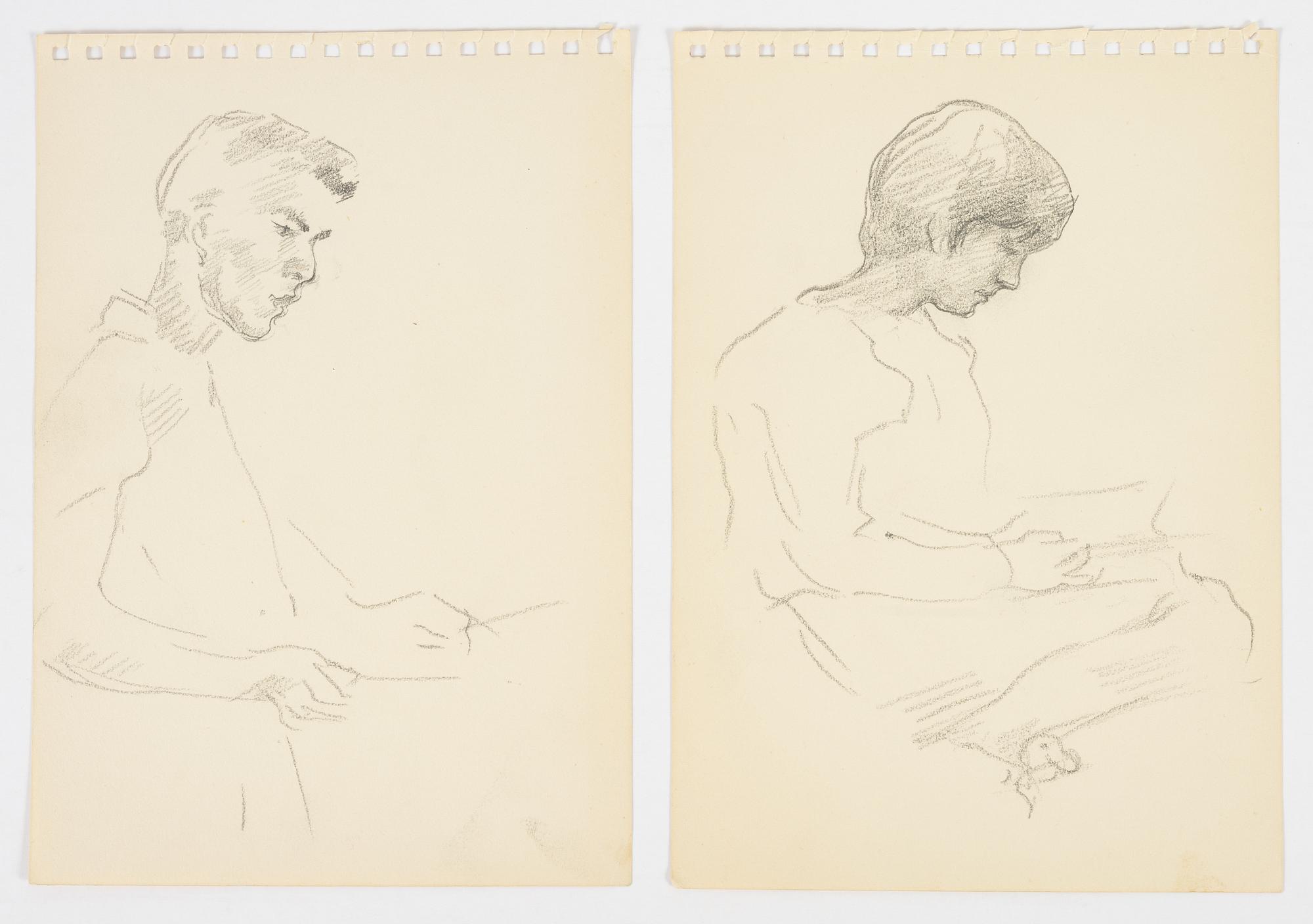 Lotte Laserstein, 2 teckningar, porträtt.