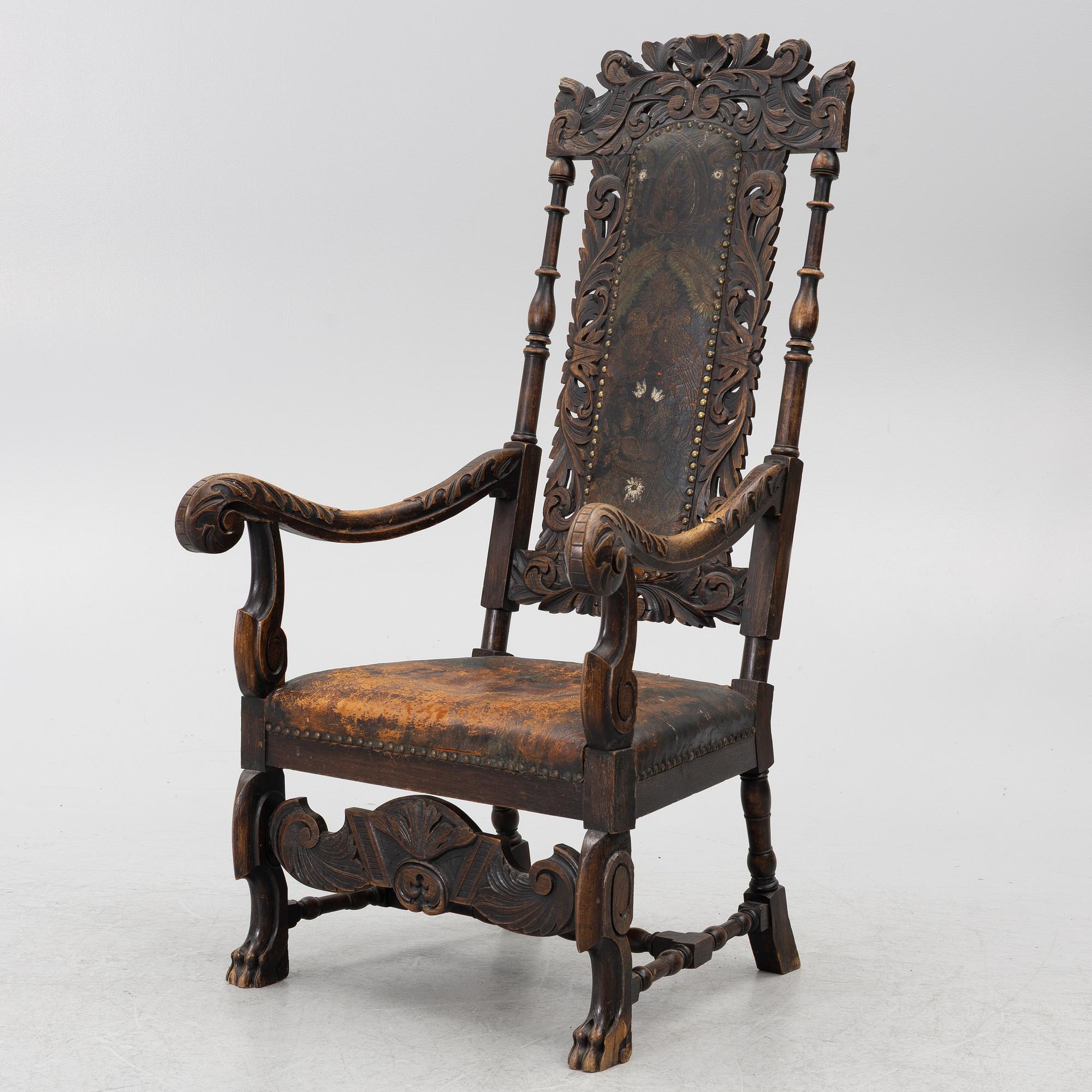 Karmstol, barockstil, sent 1800-tal.