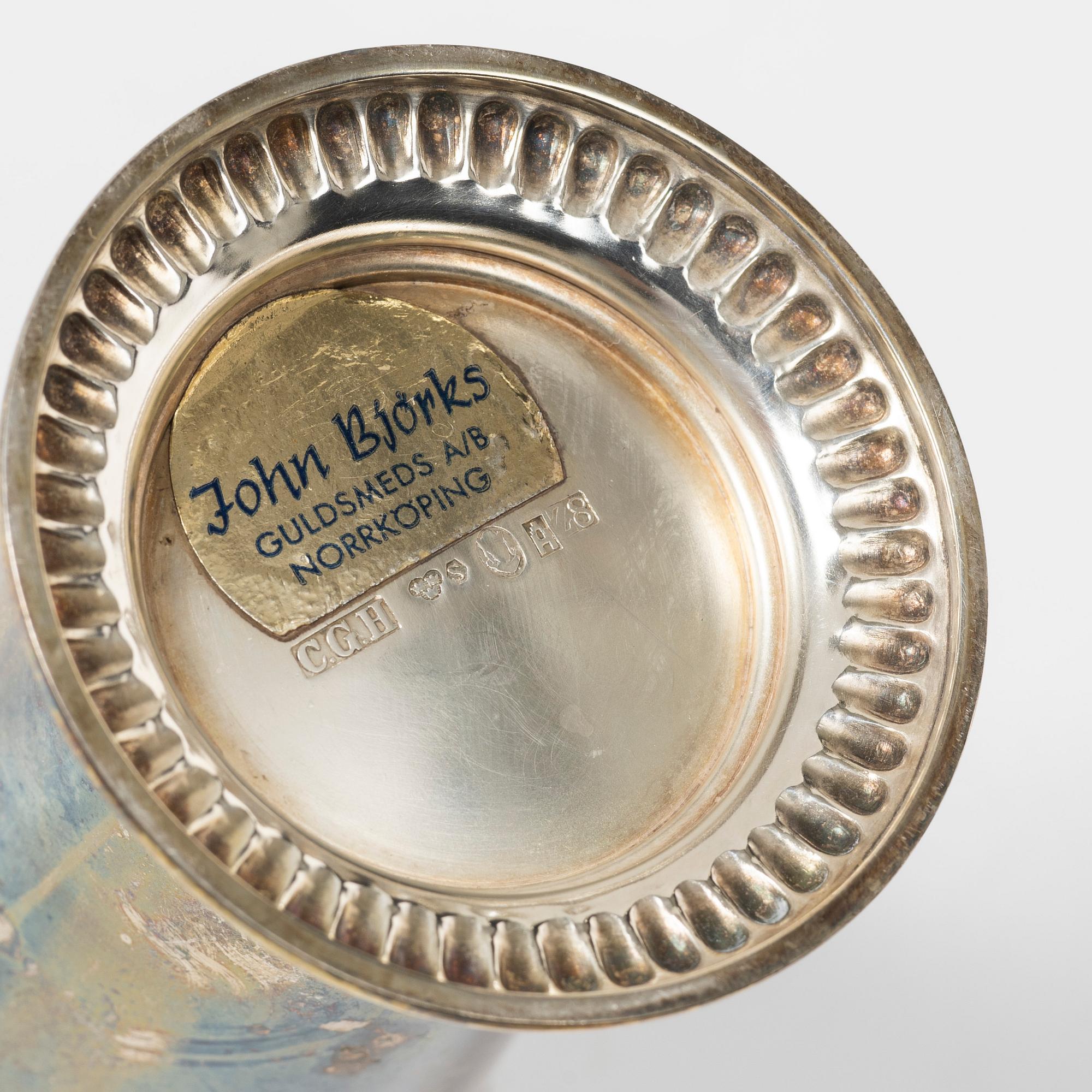 Five silver cups, CG Hallberg and K Andersson among others, 20th century.