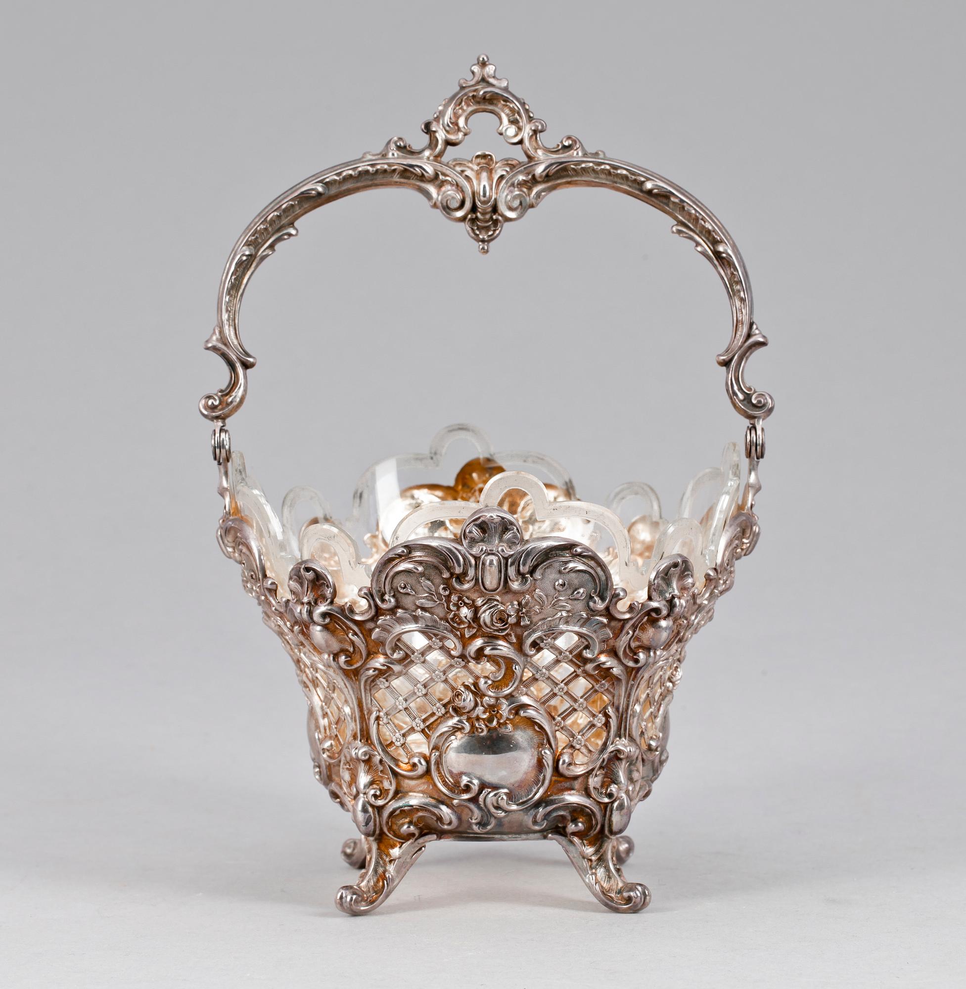 KORG, silver, glas, nyrokoko, Tyskland sent 1800-tal.