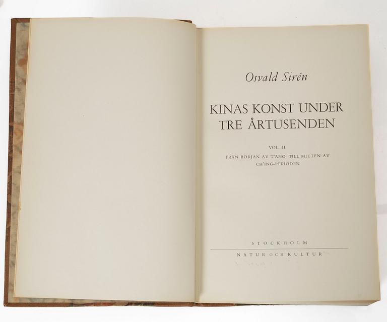 Two books by Osvald Siren, Kinas Konst under Tre Årtusenden, Vol I och II.