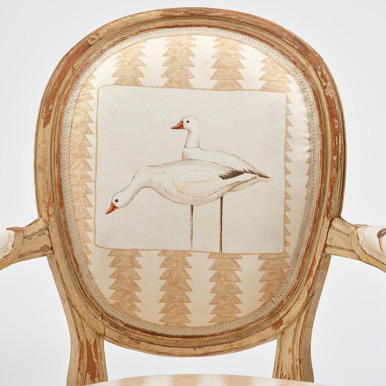 A pair of French Louis XVI children's open armchairs, late 18th century.