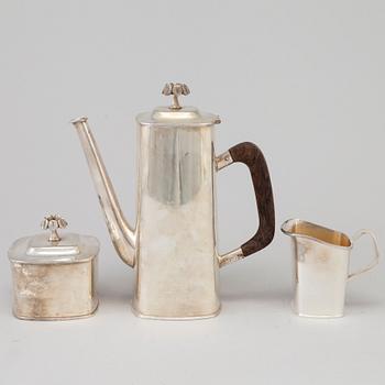 BARBRO LITTMARCK, kaffeservis, 3 delar, W.A. Bolin, silver, Stockholm, 1980.