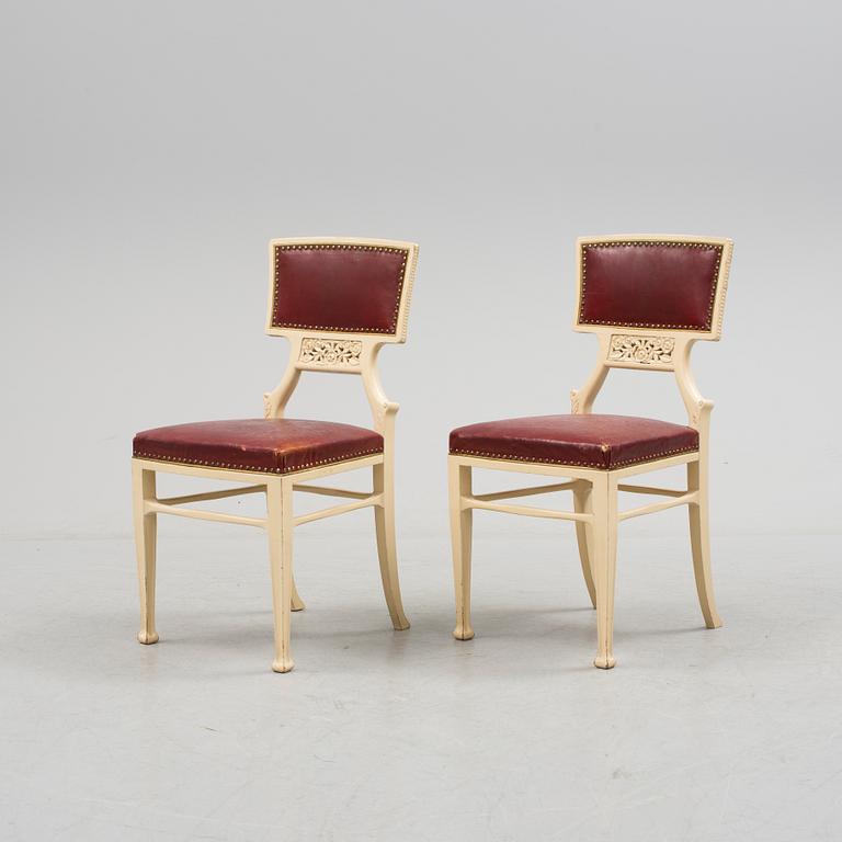 Ferdinand Boberg, A set of six Ferdinand Boberg Art Nouveau chairs, Sweden, circa 1900.