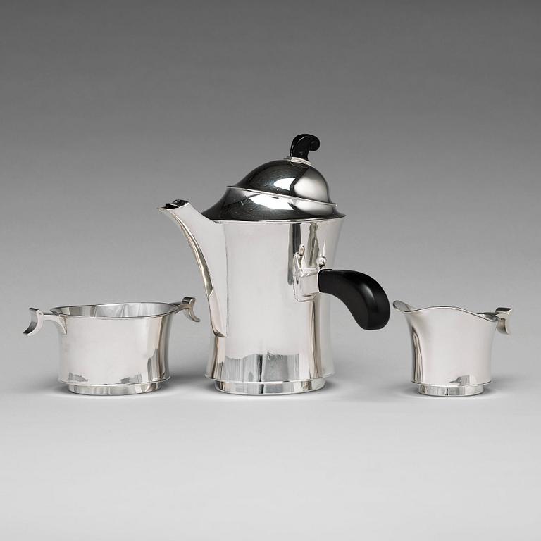 John Färngren, a three pieces silver coffee service, Stockholm 1930.