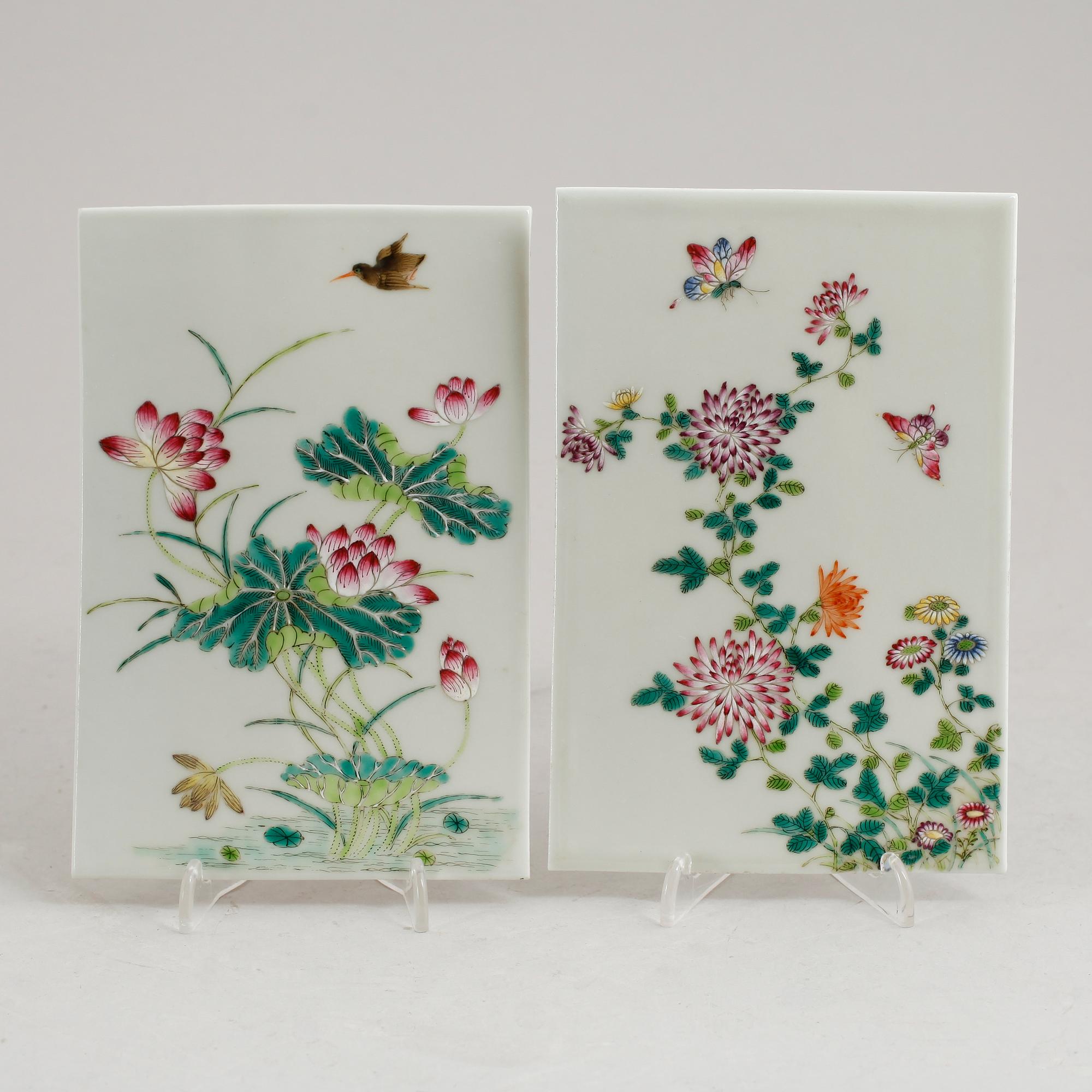 PORSLINSPLATTOR, 1 par, Kina, 1900-tal.