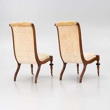 Swan-neck chairs, a pair, circa 1850.