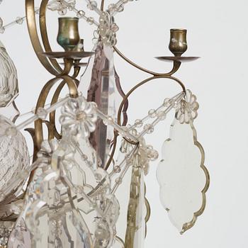 A mid 19th century Swedish Baroque style six-light chandelier.