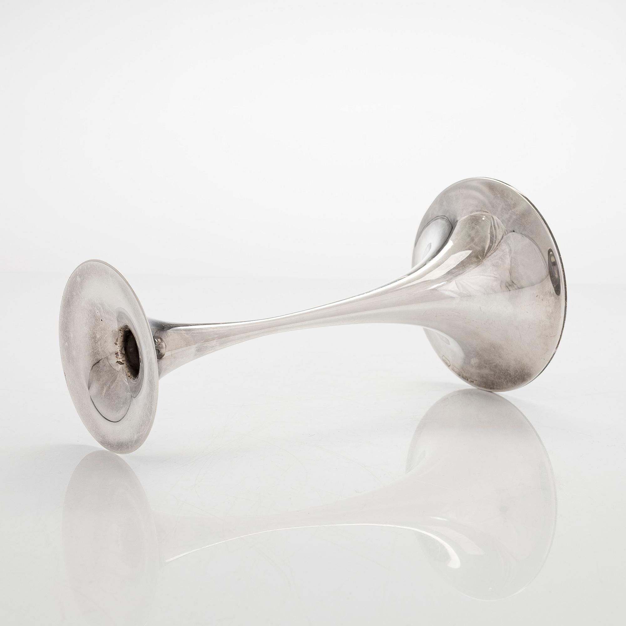 Tapio Wirkkala, a 'Trumpetti' silver candlestick, Kultakeskus, Hämeenlinna.