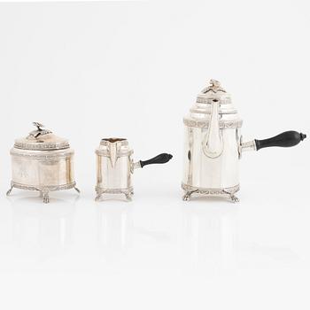 A three-piece silver coffee service, B Erlandsson, Kristianstad, 1911.