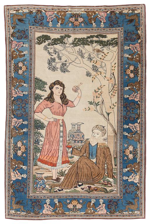A signed Kashan 'Dabir' rug, c. 211 x 138 cm.