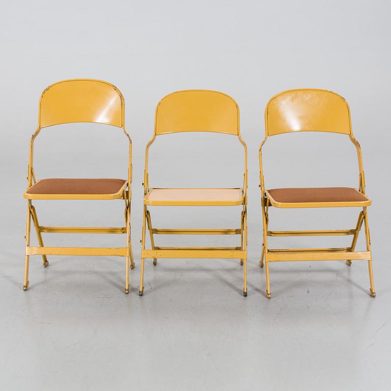 A SET OF 3 FOLDING CHAIRS BY CLARIN MFG CO, CHICAGO, USA.