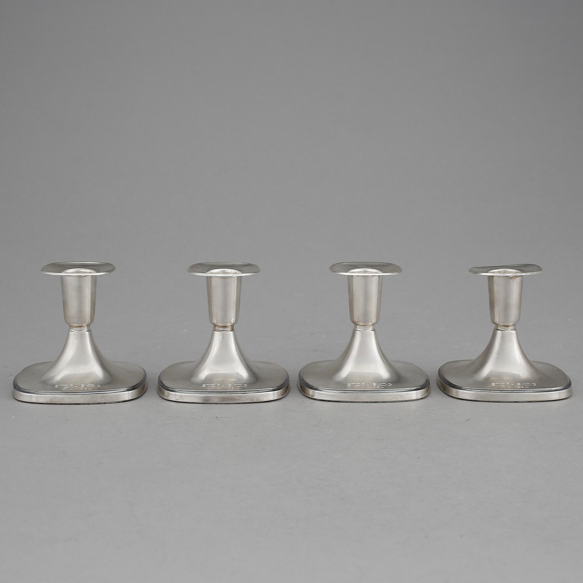 LJUSSTAKAR, 4 st, silver. Tore Eldh, Ceson, Göteborg, 1992.