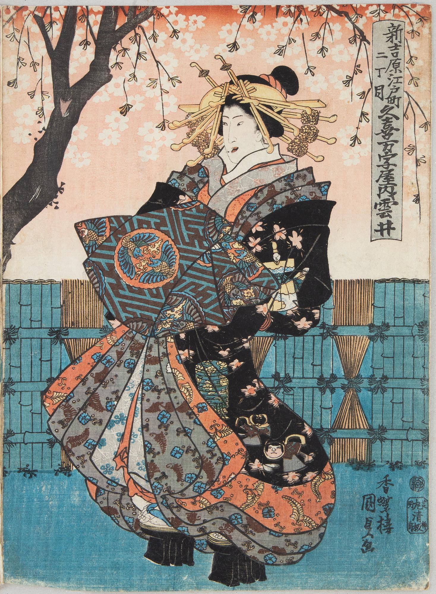 JAPANSKA TRÄSNITT, triptyker, 2 st, Japan, Meiji (1868-1912).
