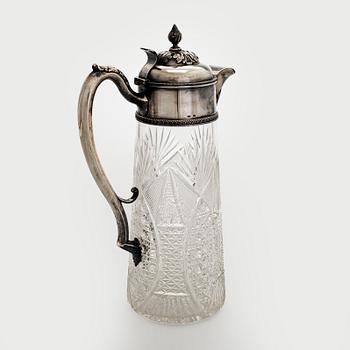 A silver mounted cut glass ewer, St. Petersburg, around year 1900.
