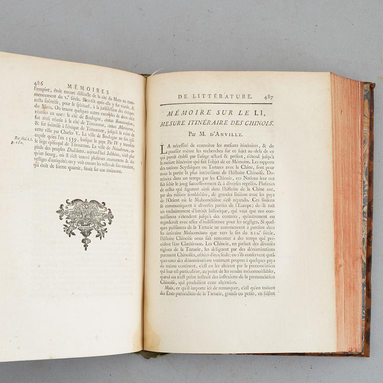 Histoire de L’Academie Royale des Inscriptions et Belles Lettres depuis son establissement jusqu’a présent. 35 volumes.