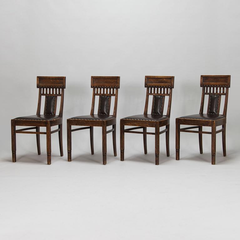 Eliel Saarinen, four early 20th century chair for Huonekalutehdas Juho Konttinen.