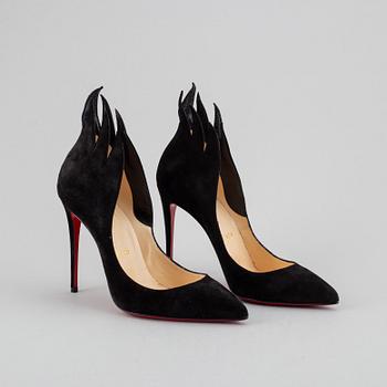 CHRISTIAN LOUBOUTIN, a pair 'Victorina' of high heel suede shoes, size 36½.