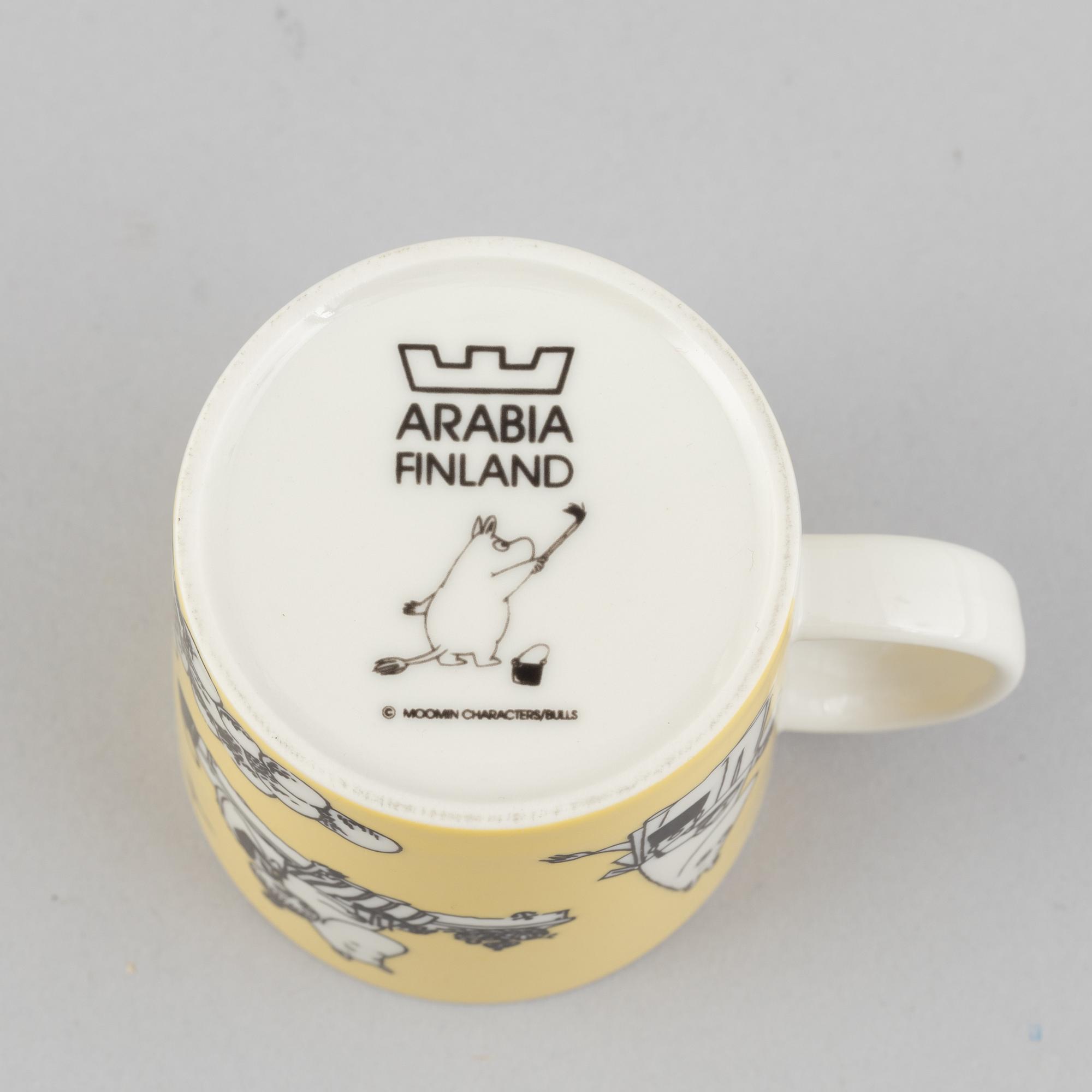 Muminmuggar, 2 st, porslin, Arabia, Finland, 1990-99.