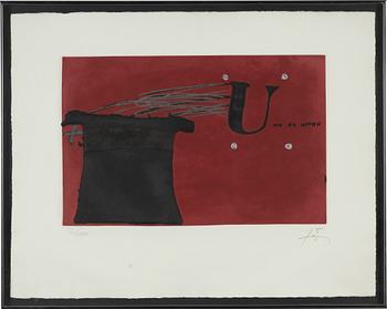 Antoni Tàpies, färgetsning, signerad L/LXXXII.