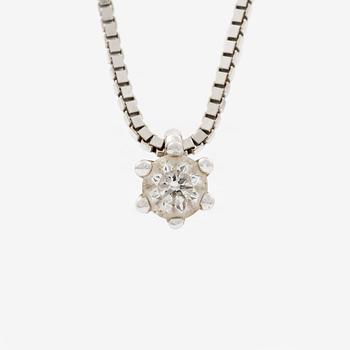 Pendant with chain, 18K white gold set with brilliant-cut diamond.
