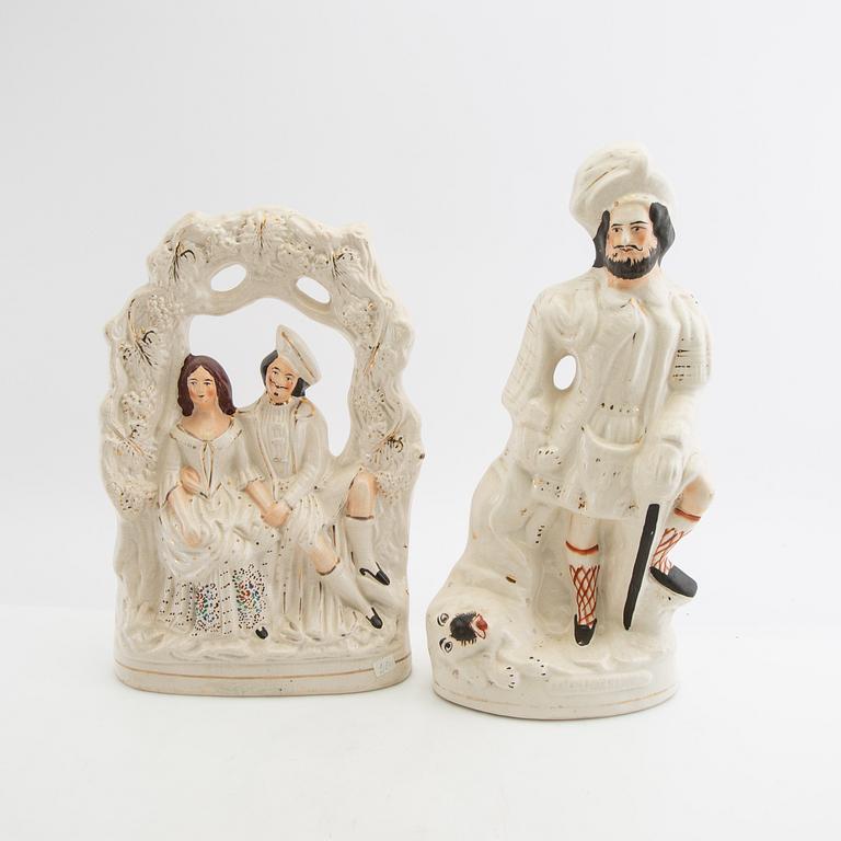 Eight Staffordshire-type figurines, England, early 20th Century.