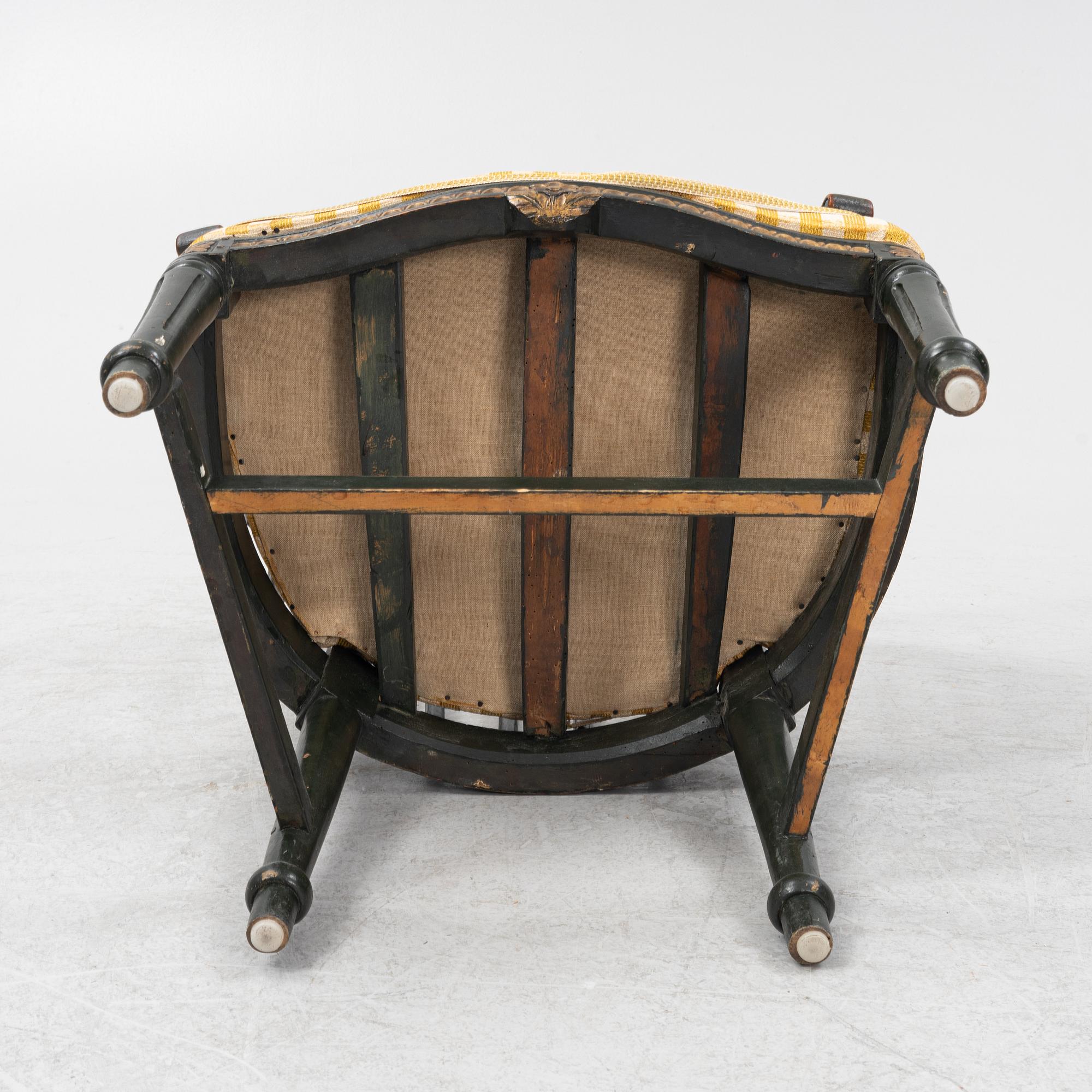 A painted Gustavian armchair, 18th Century.