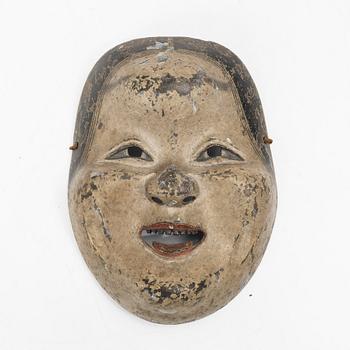A Japanese 'Oto* or 'Otogoze' 乙 乙御前 noh mask, lacquered wood, late Edo, 19th century.