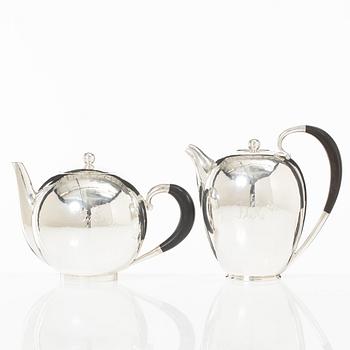 Georg Jensen, a set of four pieces tea and coffee service, sterling silver, design Johan Rohde, 533 and 787, Copenhagen.