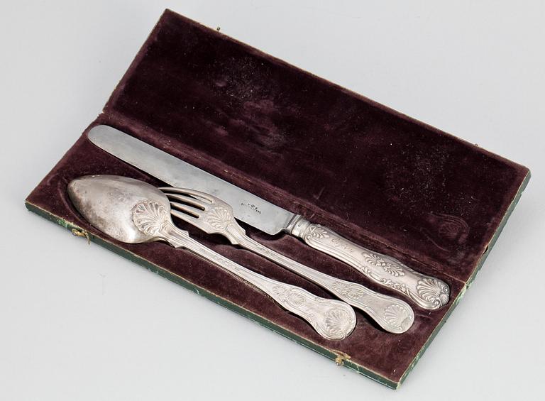 BESTICKSET, 4 delar, silver, "Engelsk snäck", bla Gustaf Theodor Folcker, 1840-50-tal.