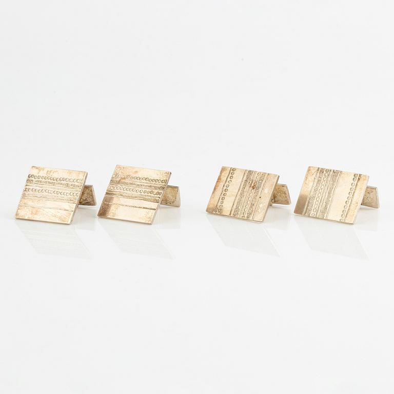 Lars Arby, five pairs of cufflinks, sterling silver, Gothenburg 1976 and 1980.