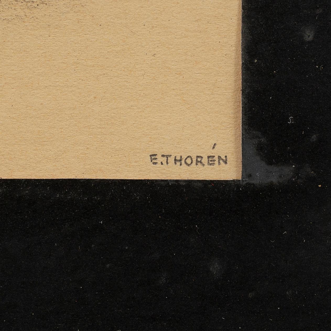 HALMSTADGRUPPEN,drawings, 2 pieces, Erik Olsson and Esaias Thorén, signed.