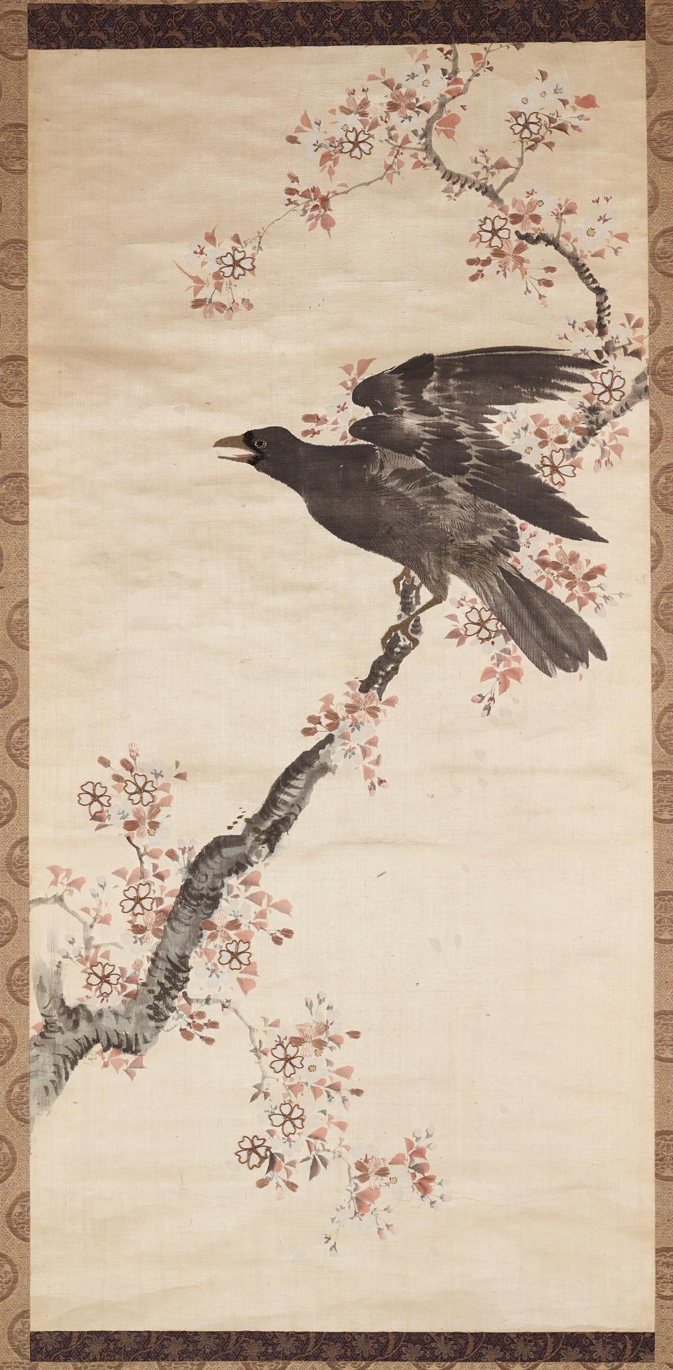 RULLMÅLNINGAR, två stycken, tusch och färg på papper och siden. Kina samt Japan, 1900-tal.