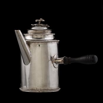 KAFFEKANNA, troligen Hans Ekeström d.y. Helsingborg 1790, silver ca 570 g.