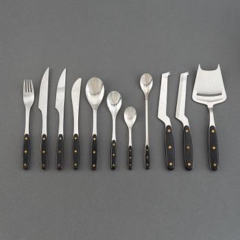 Adolf Babel, a set of 82
 pcs "Kievari" stainless steel flatware, Hackman , Finland, 1970s.