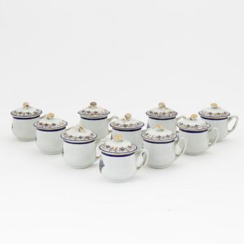 Cremekoppar, tio stycken, kompaniporslin, Kina, Qingdynastin, Qianlong (1736-95).