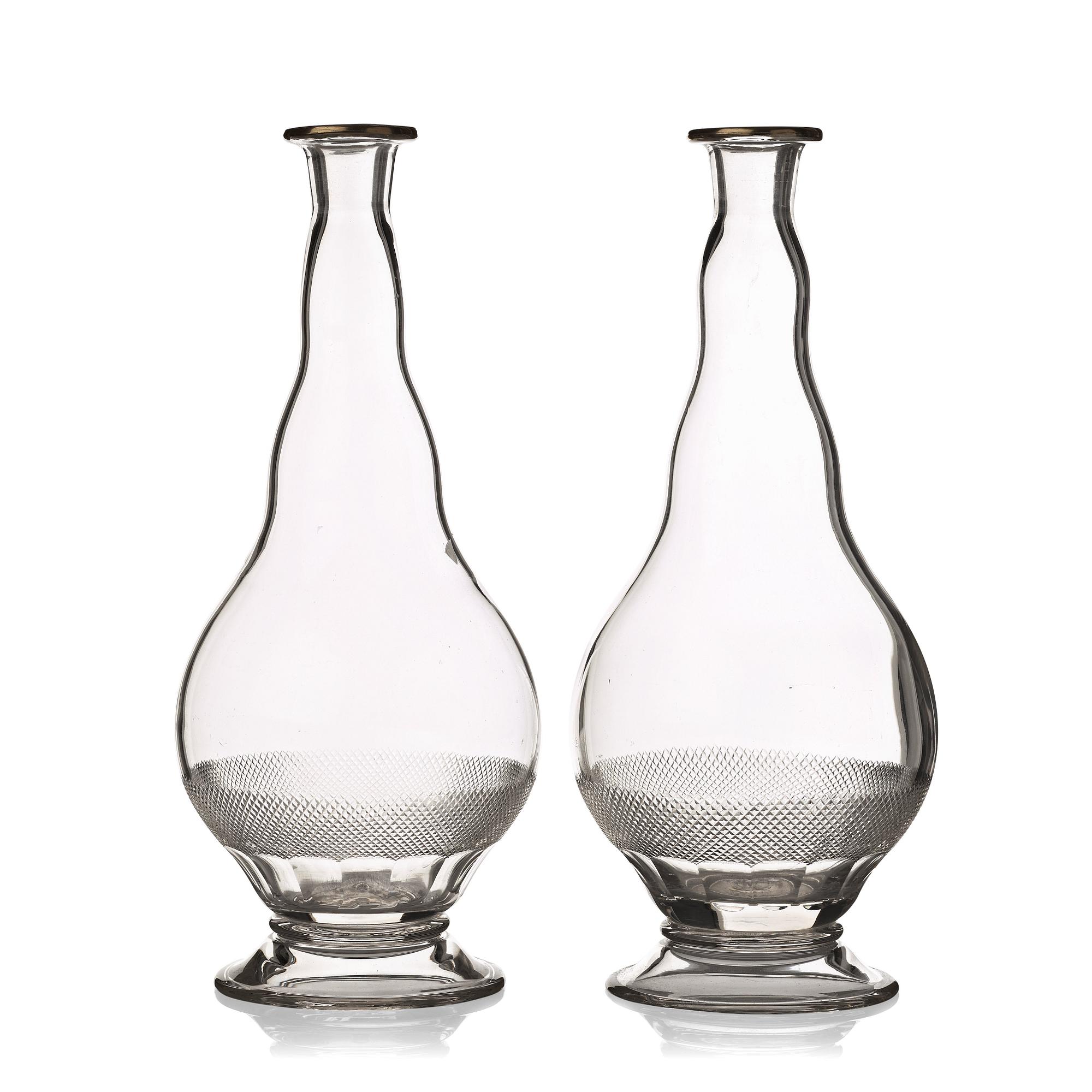 Two Bohemian glass bottles, 20th Century.