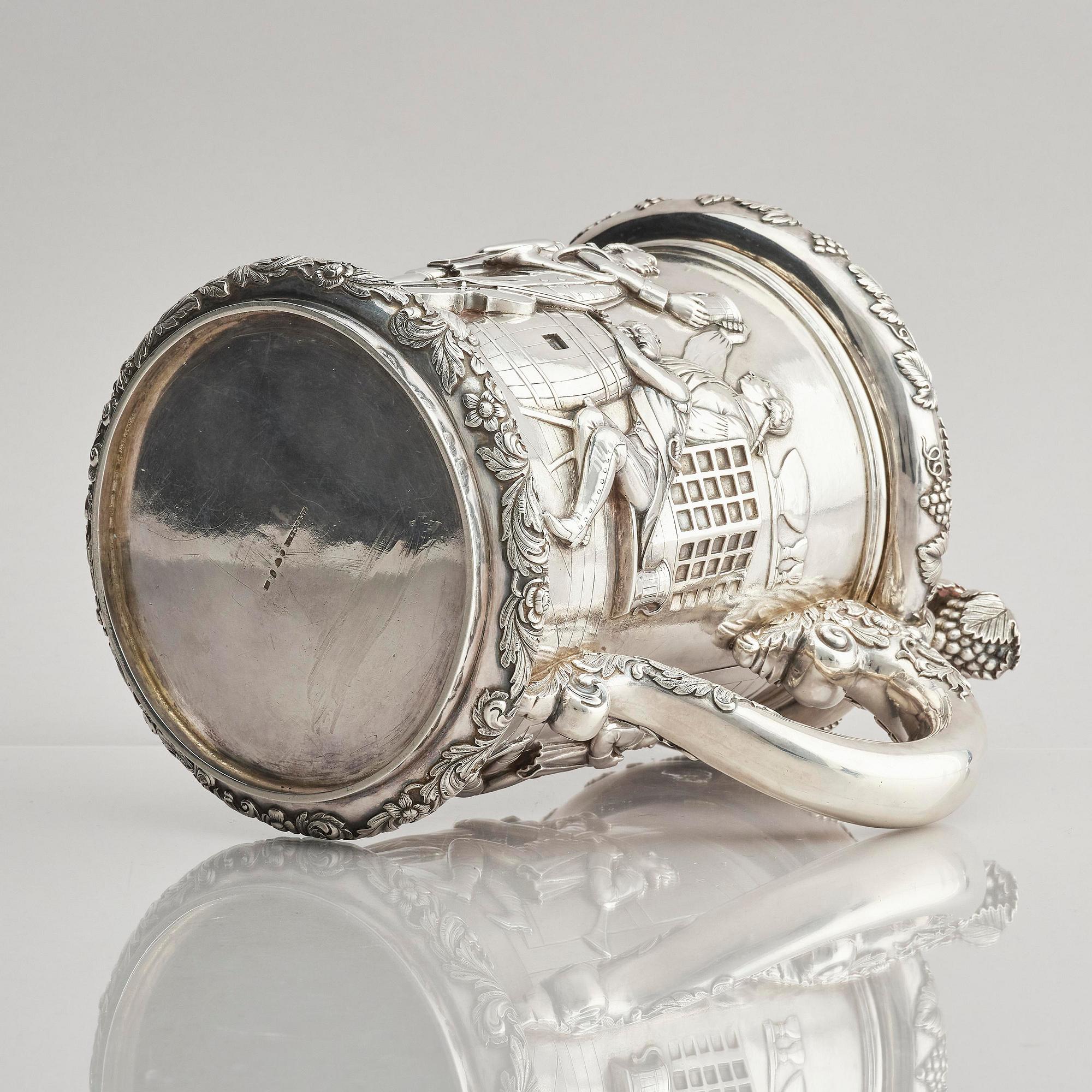 A Swedish 19th century parcel-gilt silver tankard, mark of Gustaf Folcker, Stockholm 1847.