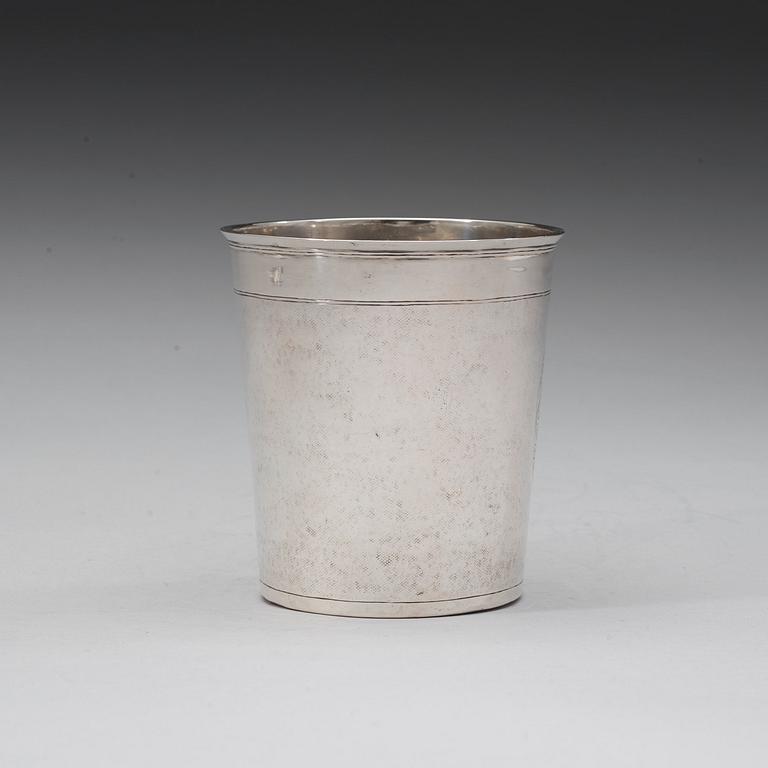 A Danish late 17th century silver beaker, marks of Jesper Hansen Rust, Odense 1699.