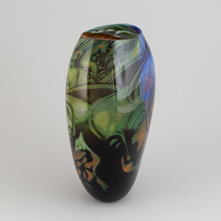 Eva Englund, a unique 'graal' glass vase, Muraya, Sweden 1990.